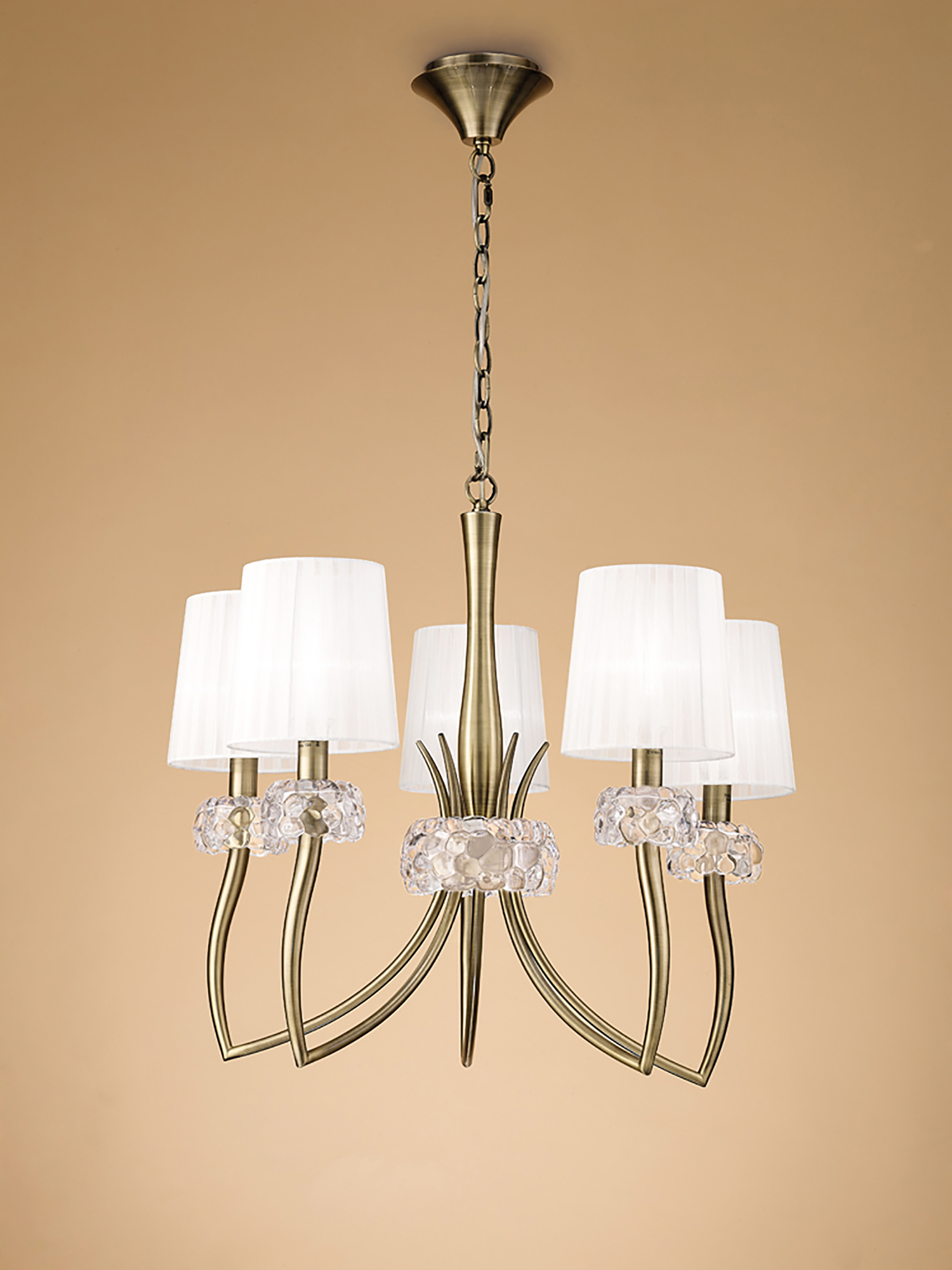 Loewe Antique Brass-White Ceiling Lights Mantra Multi Arm Fittings